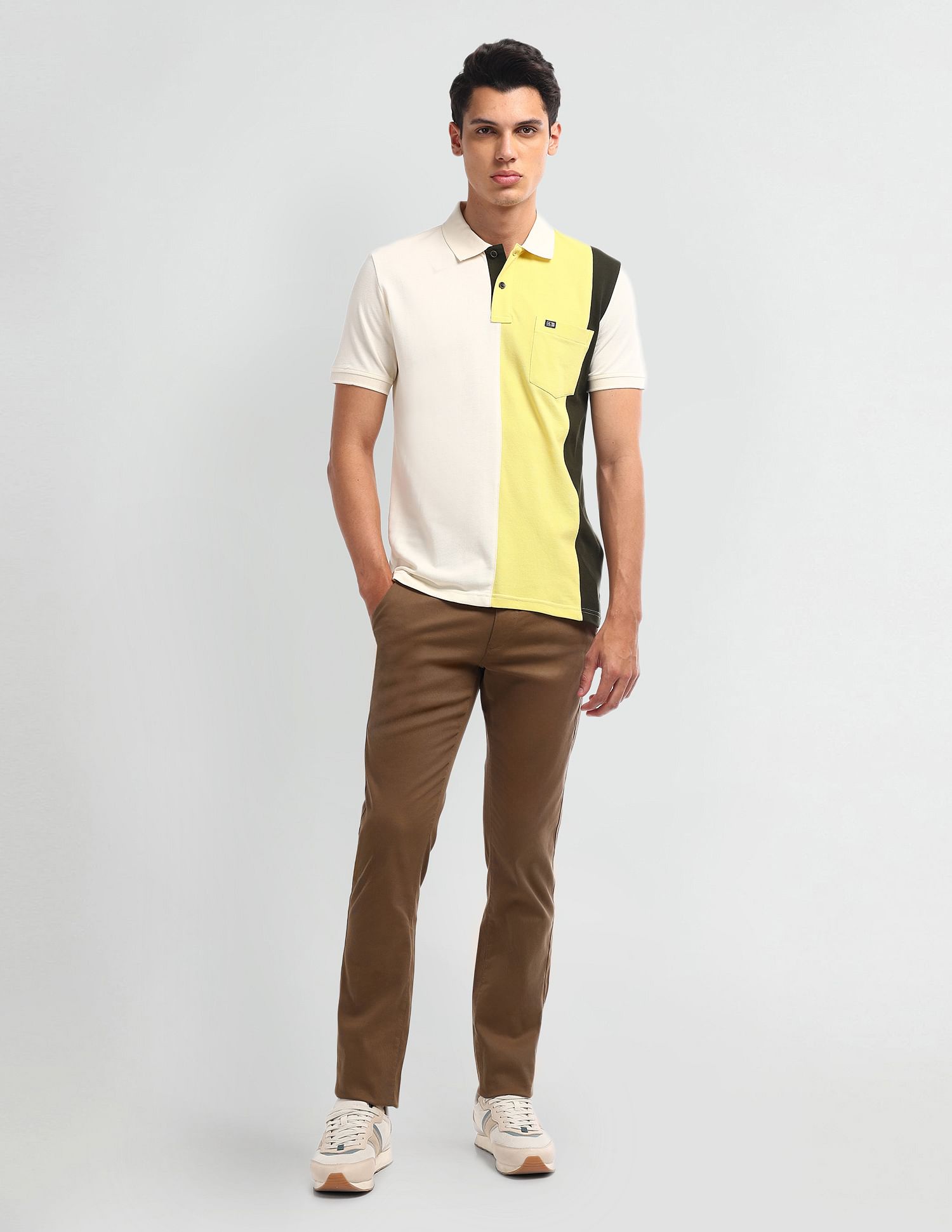Arrow Sport Short Sleeve Color Block Polo Shirt