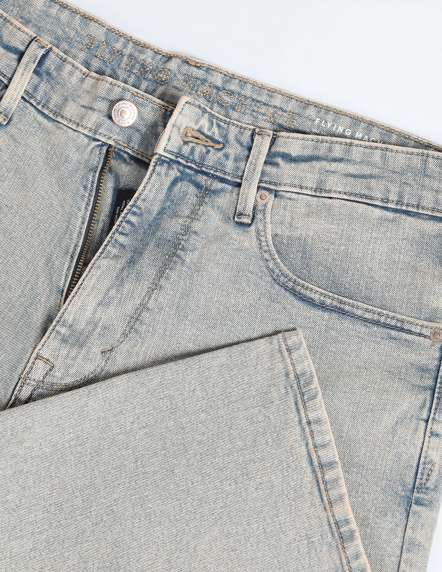 Flying Machine Cobain 90'S Loose Fit Bleached Jeans