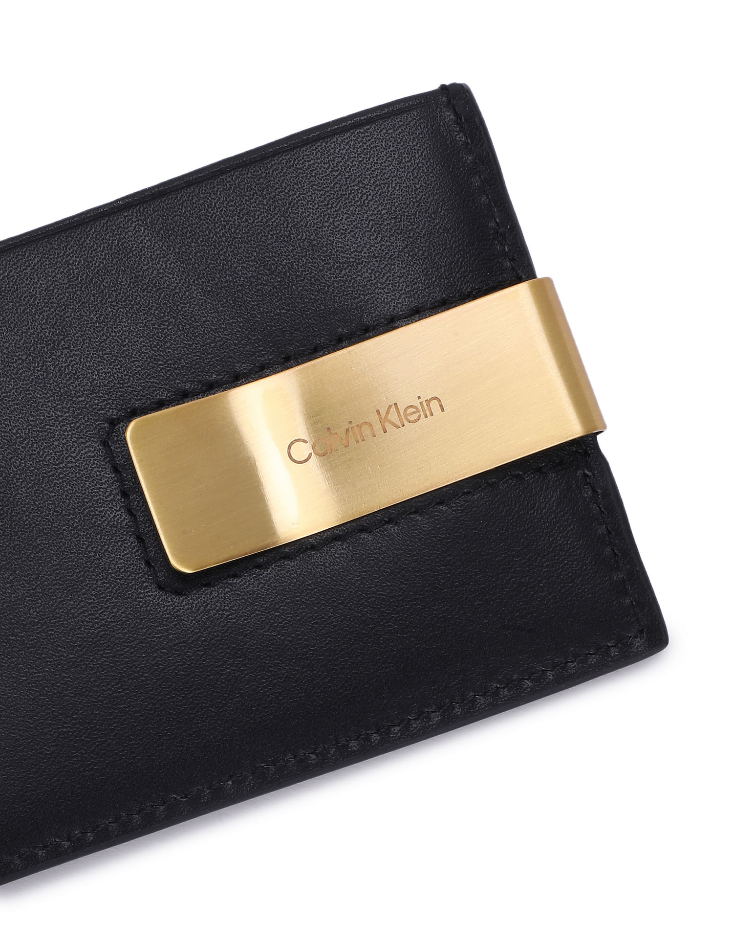 Buy Calvin Klein Men Black Solid Belt Clip Leather Card Holder 