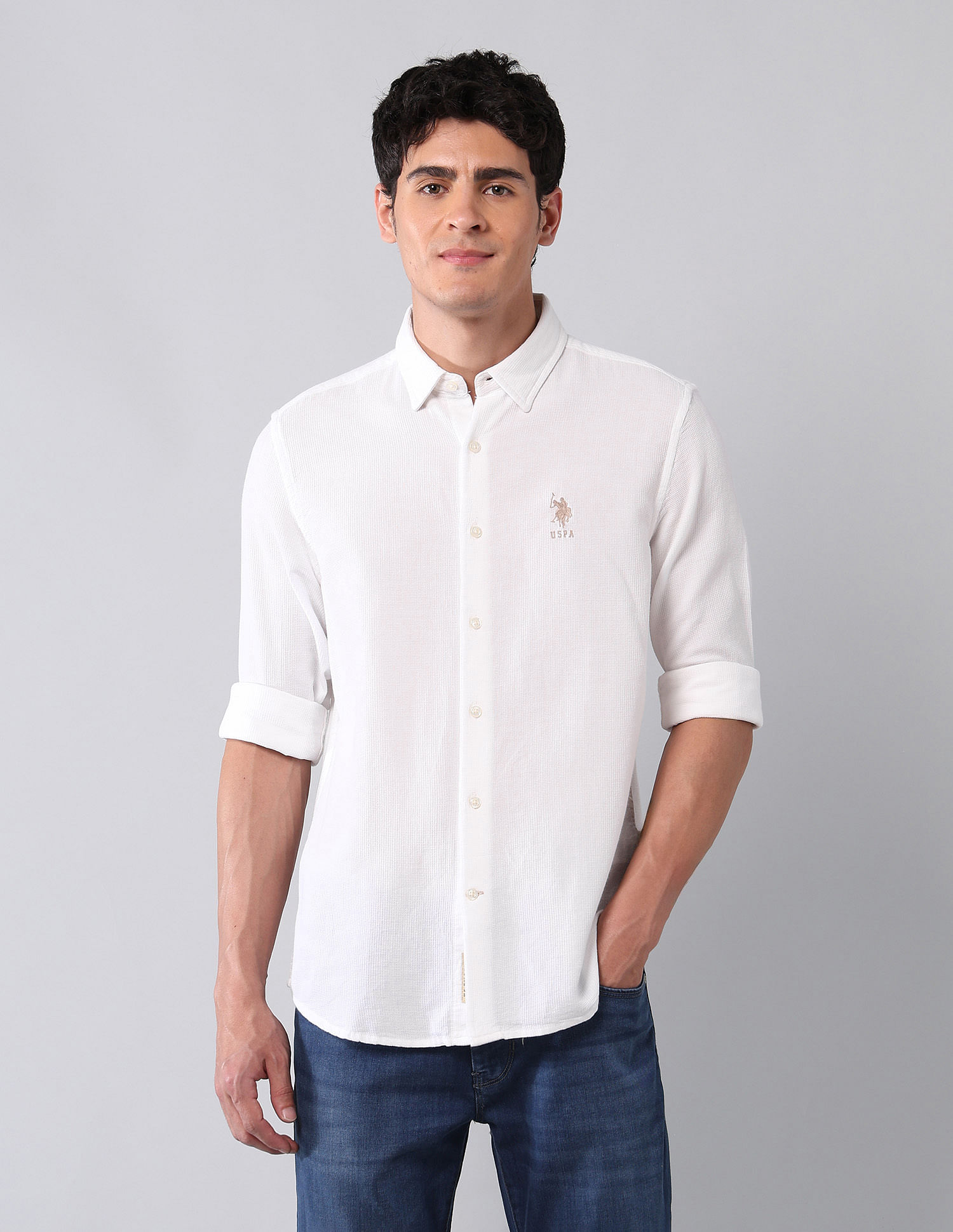 U.S. Polo Assn. Denim Co. Pure Cotton Regular Fit Dobby Shirt