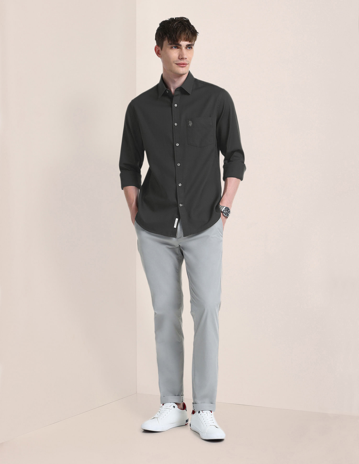 U.S. Polo Assn. Pure Cotton Solid Shirt