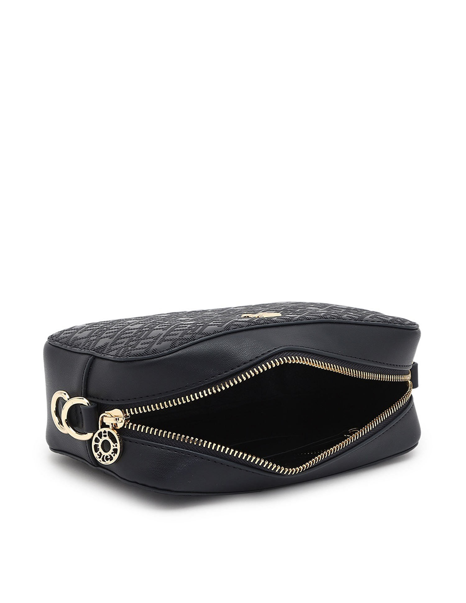 Tommy Hilfiger Textured Black PU Sling Bag