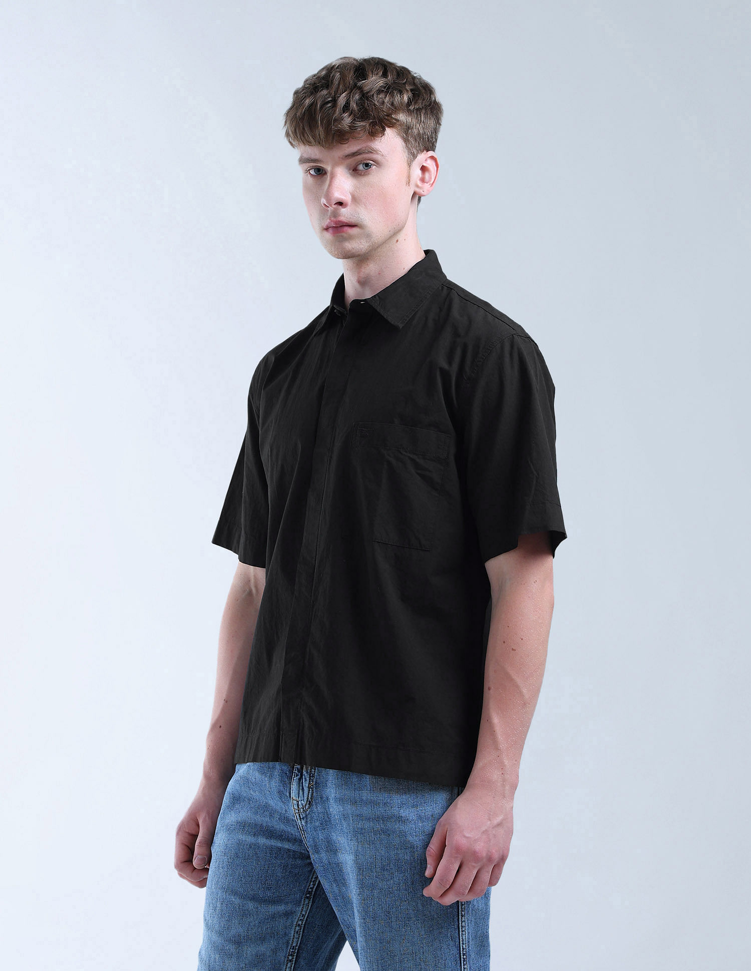 Flying Machine Solid Oversized Fit Digitopia Shirt