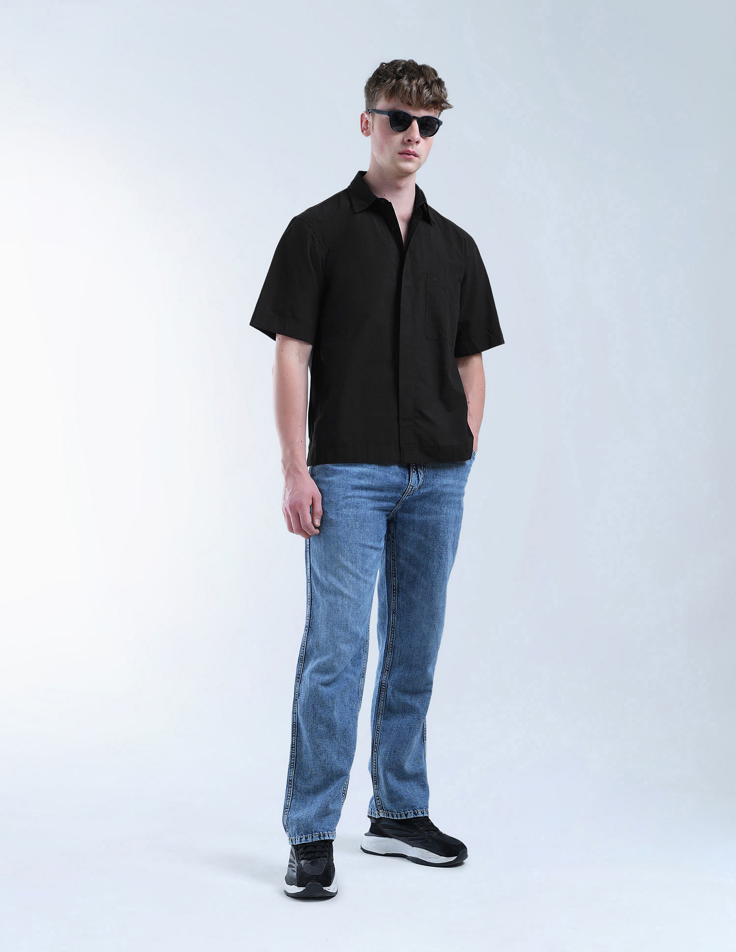 Flying Machine Solid Oversized Fit Digitopia Shirt