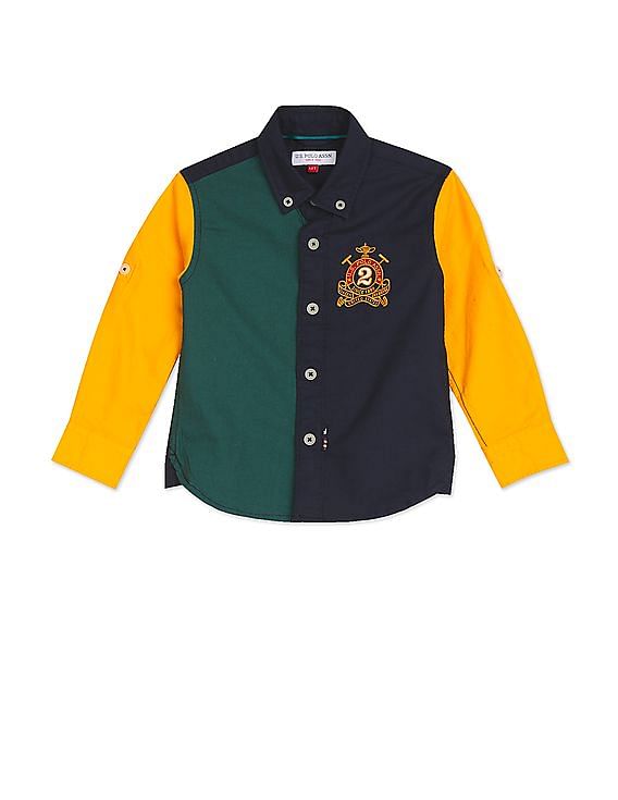 U.S. Polo Assn. Kids Boys Rounded Cuff Colour Block Shirt