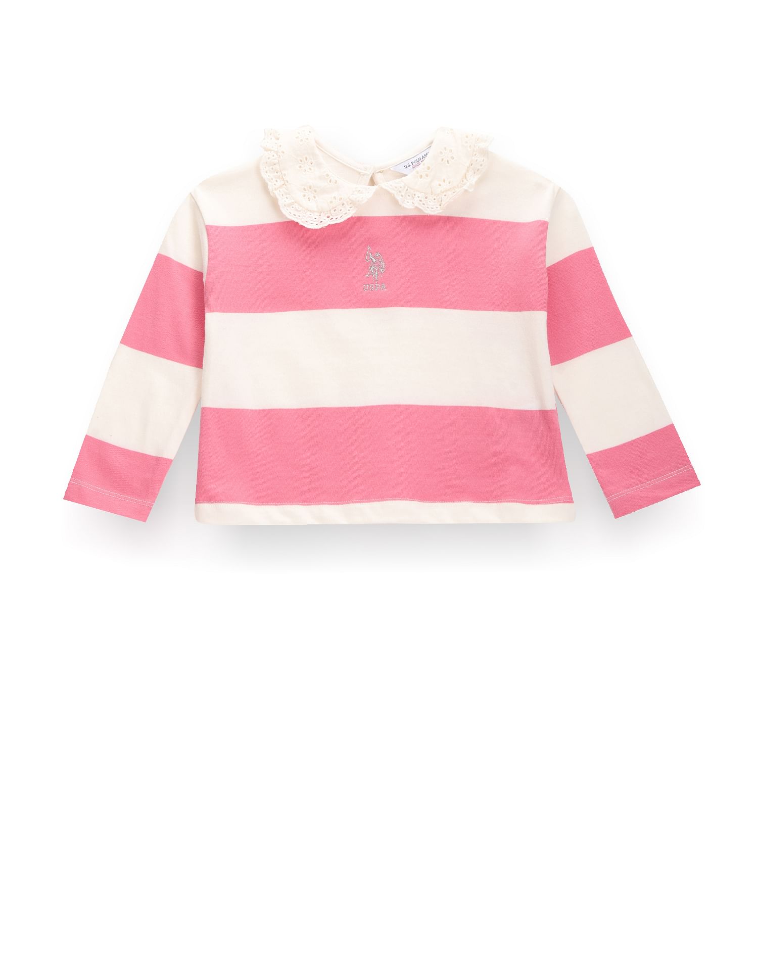 人気ブランド 海外通販 - 国内入手困難 Buy U.S. T Cotton Stripe Horizontal Girls Kids Assn. Polo トップス