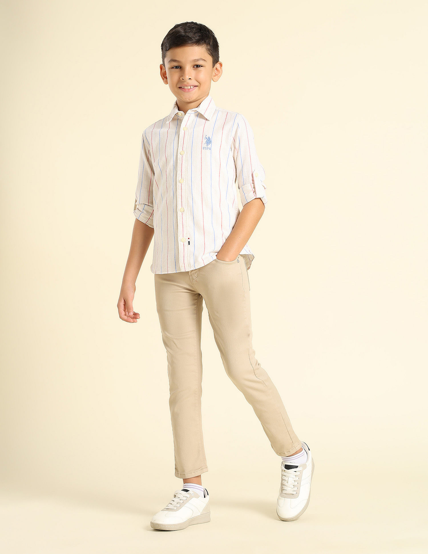 U.S. Polo Assn. Kids Boys Vertical Striped Regular Fit Shirt