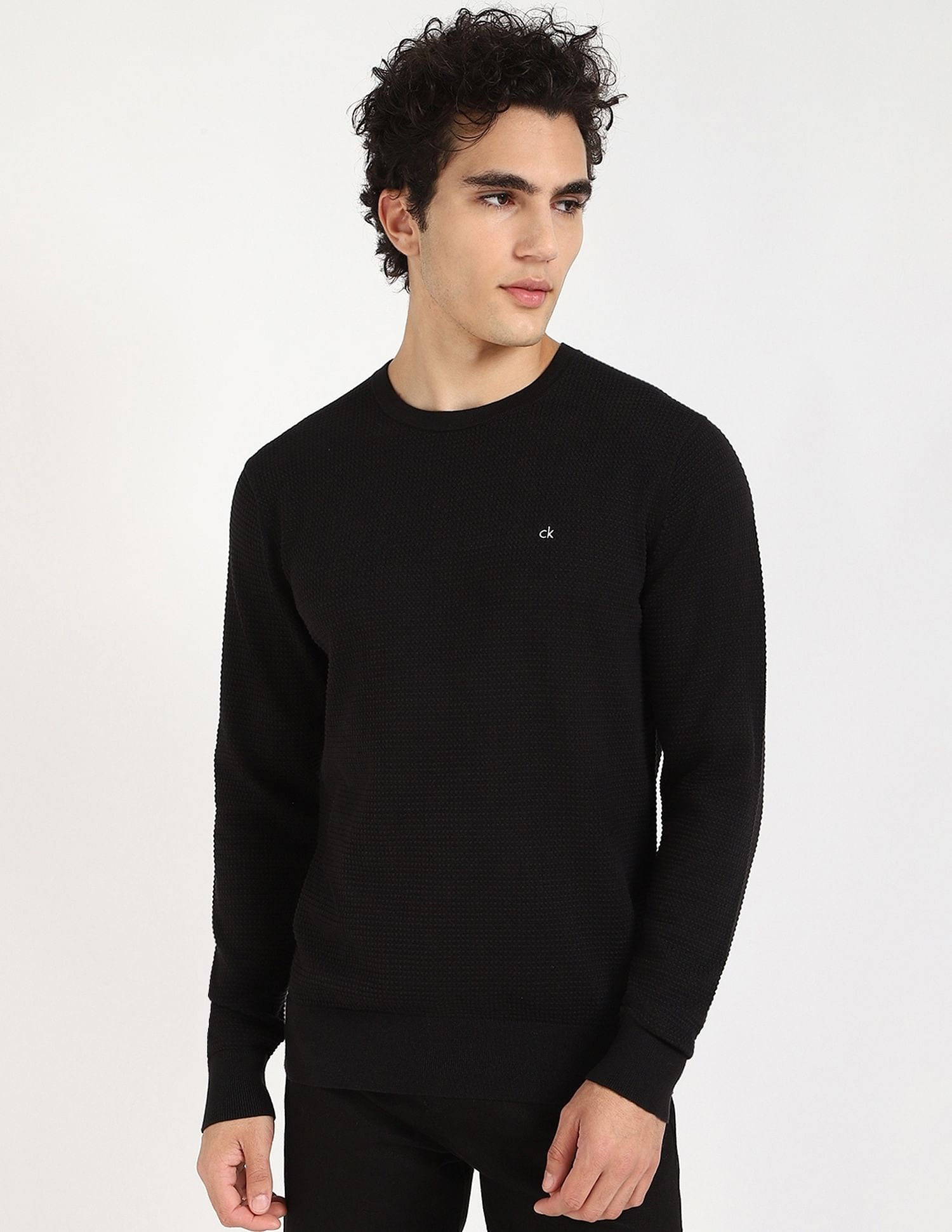 Calvin Klein Jeans Textured Regular-Fit Cotton Sweater