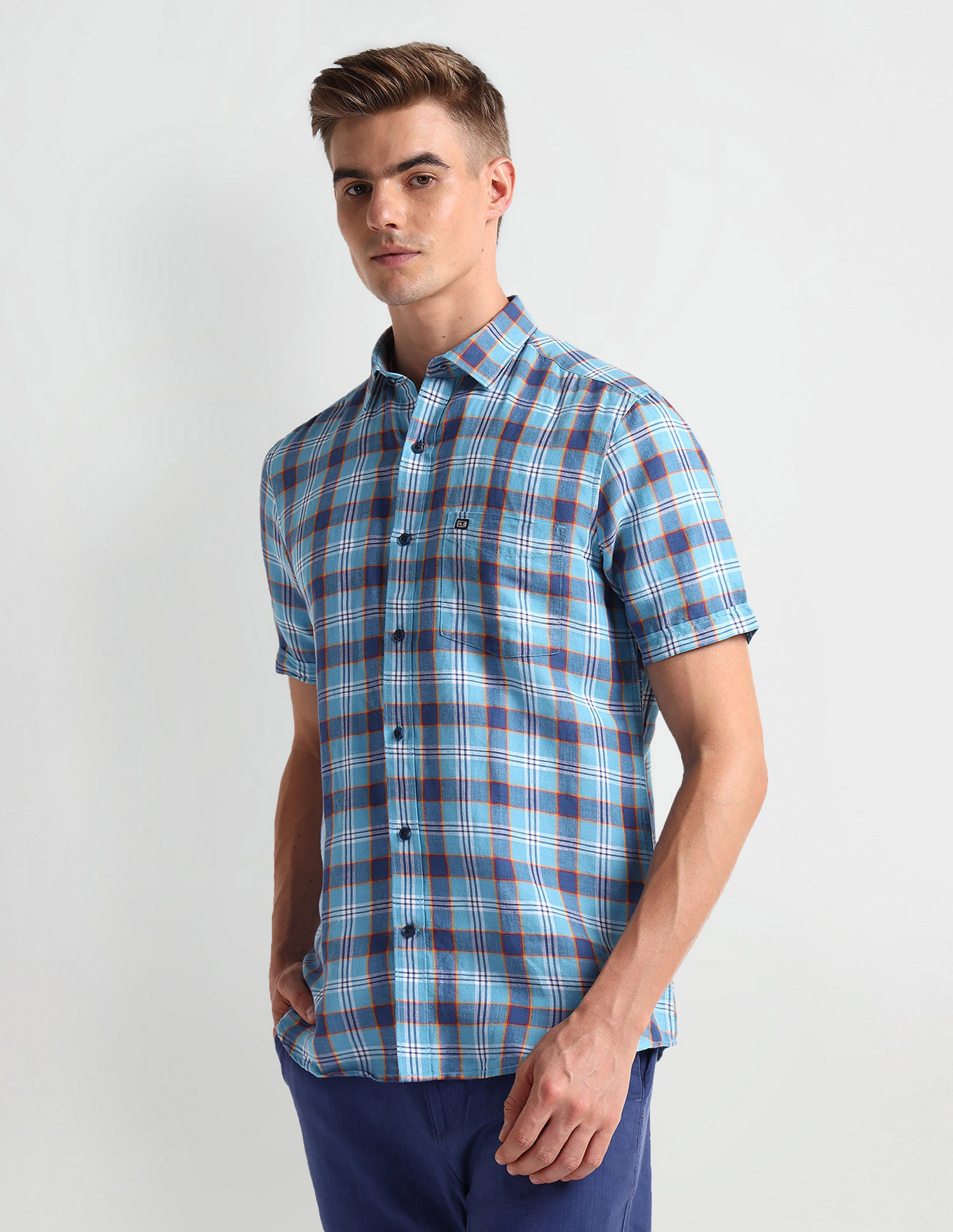Arrow Sports Short Sleeve Tartan Check Shirt