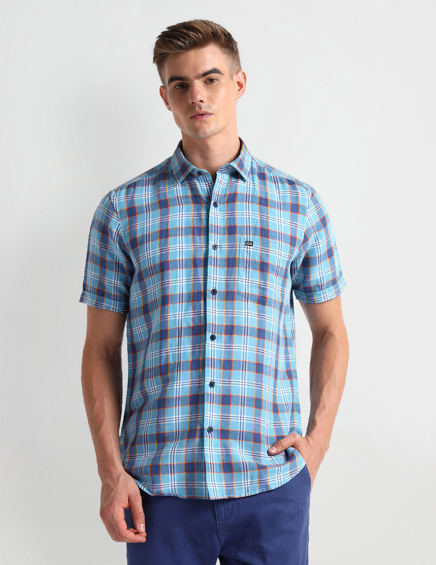 Arrow Sports Short Sleeve Tartan Check Shirt