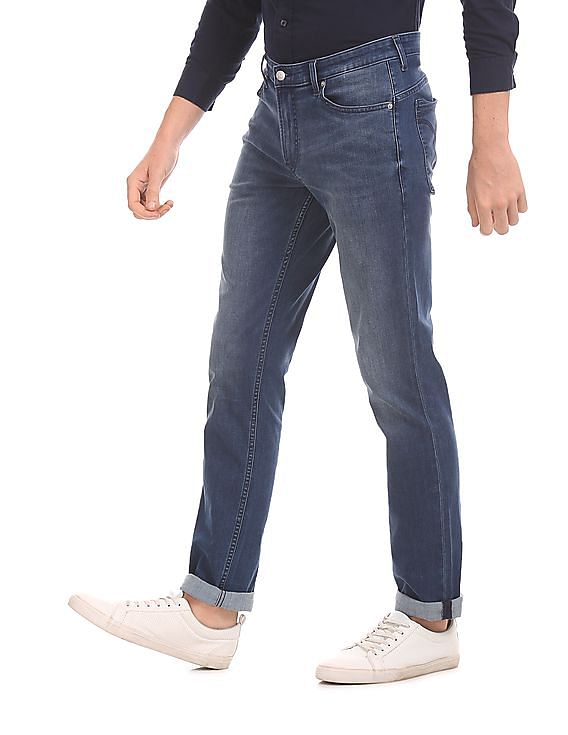 Calvin Klein Men Dark Blue Slim Fit Stone Wash 37.5 Jeans