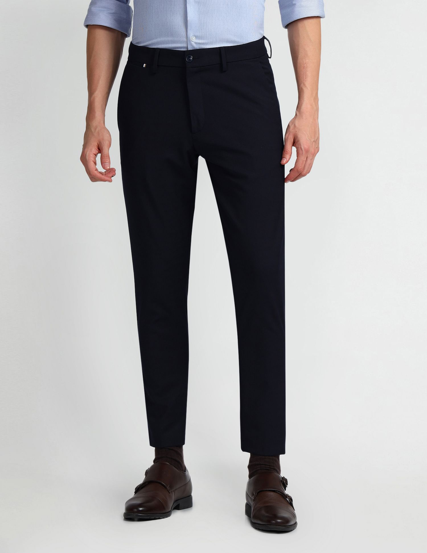Arrow Newyork Carson Tapered Fit Self Design Trousers