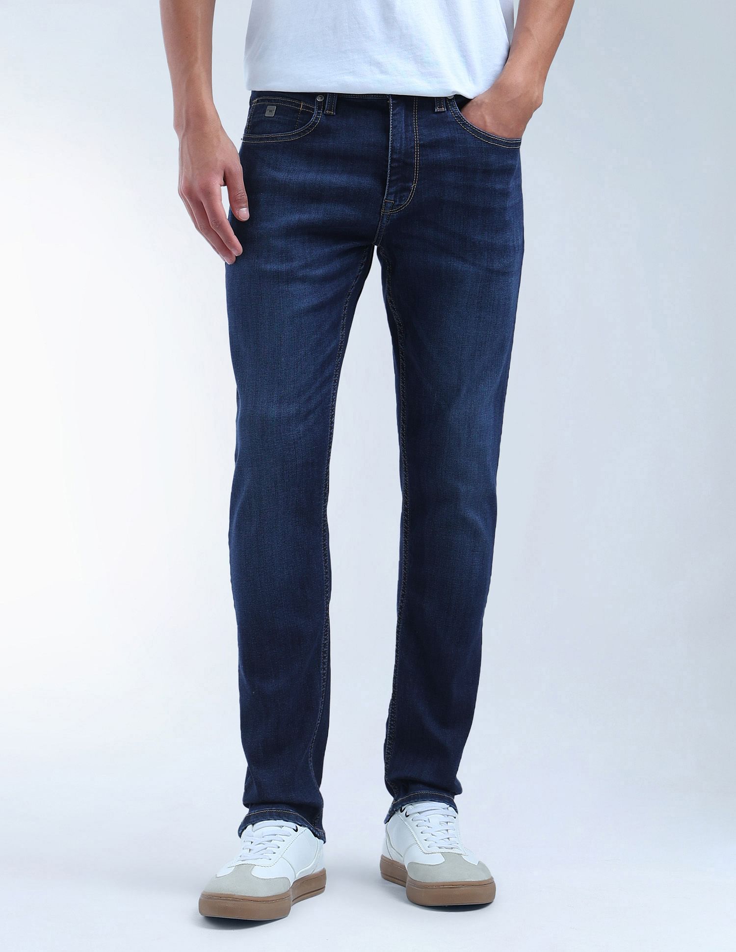 Flying Machine Slash Slim Tapered Fit Whiskered Jeans