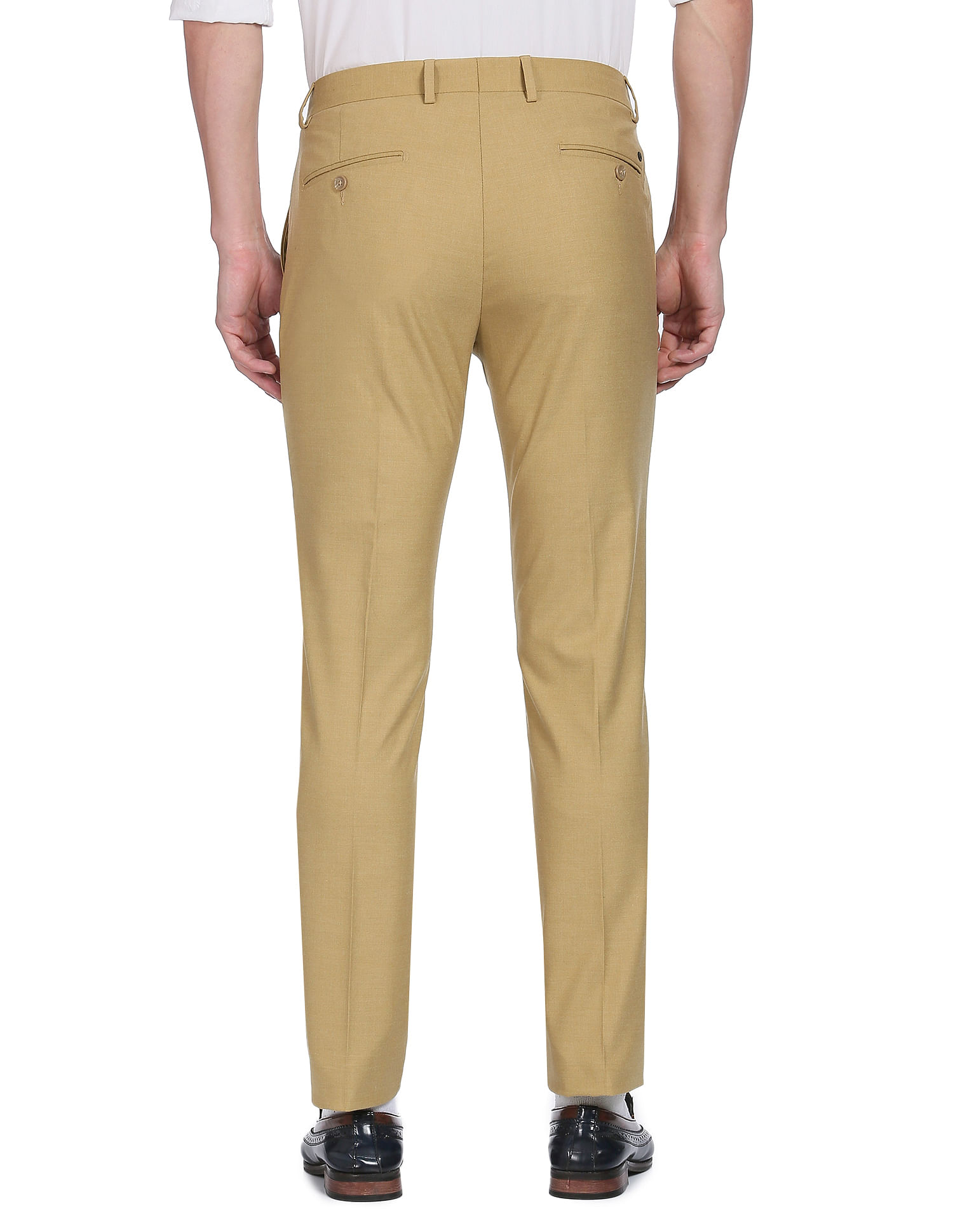 Arrow khaki solid cotton trouser  G3MCT0747  G3fashioncom