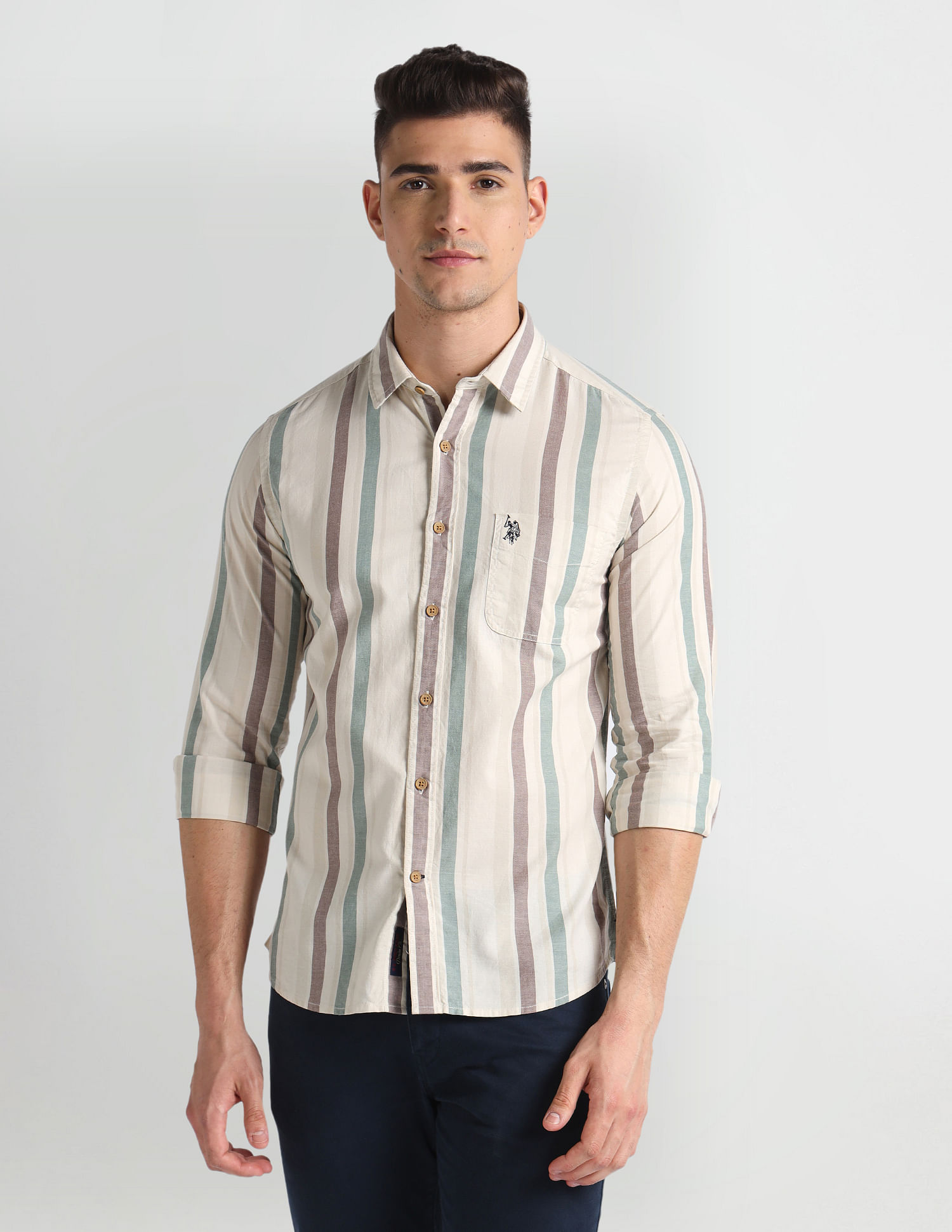 U.S. Polo Assn. Denim Co. Vertical Stripe Slim Fit Shirt