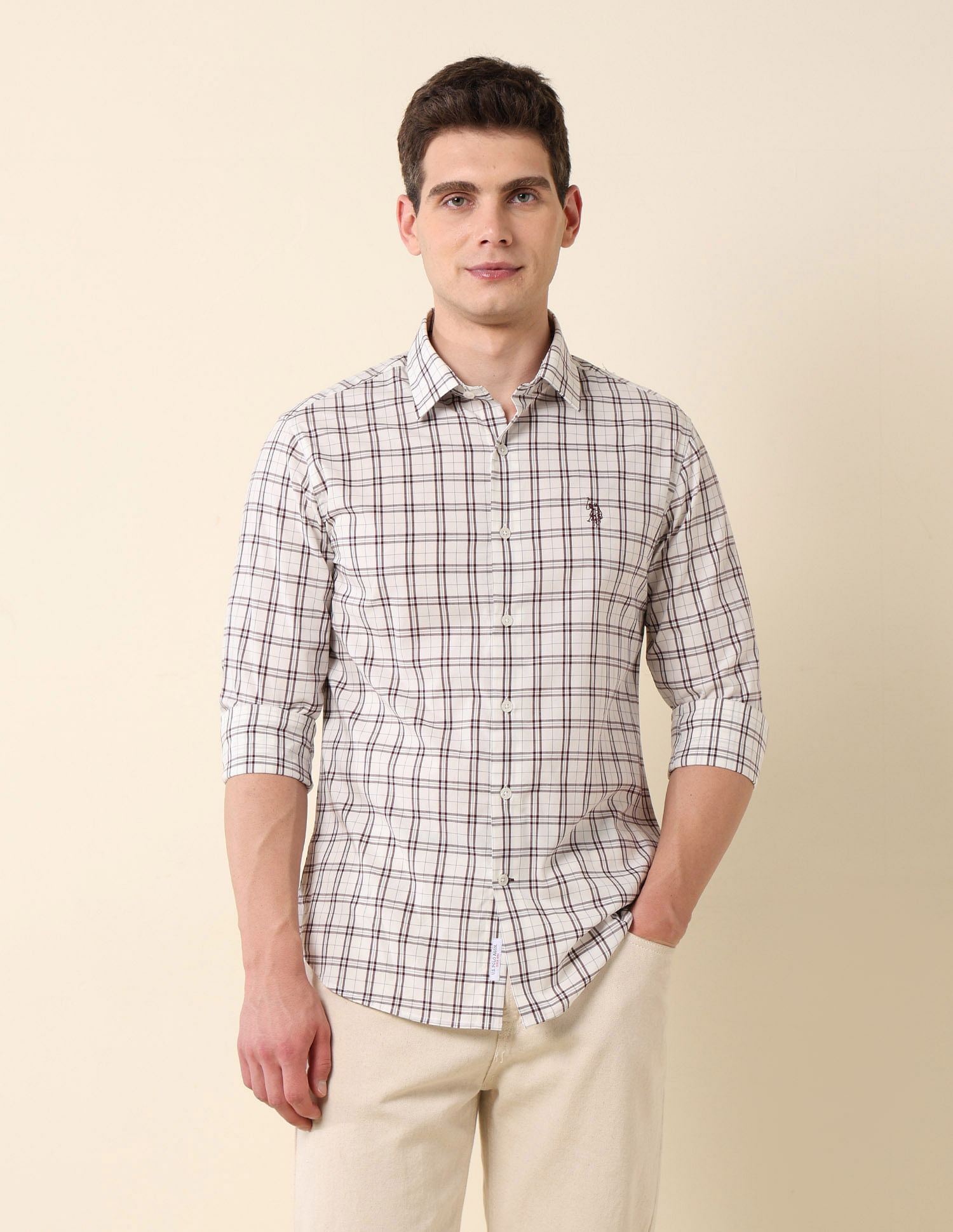 U.S. Polo Assn. Grid Tattersall Checked Tailored Fit Shirt