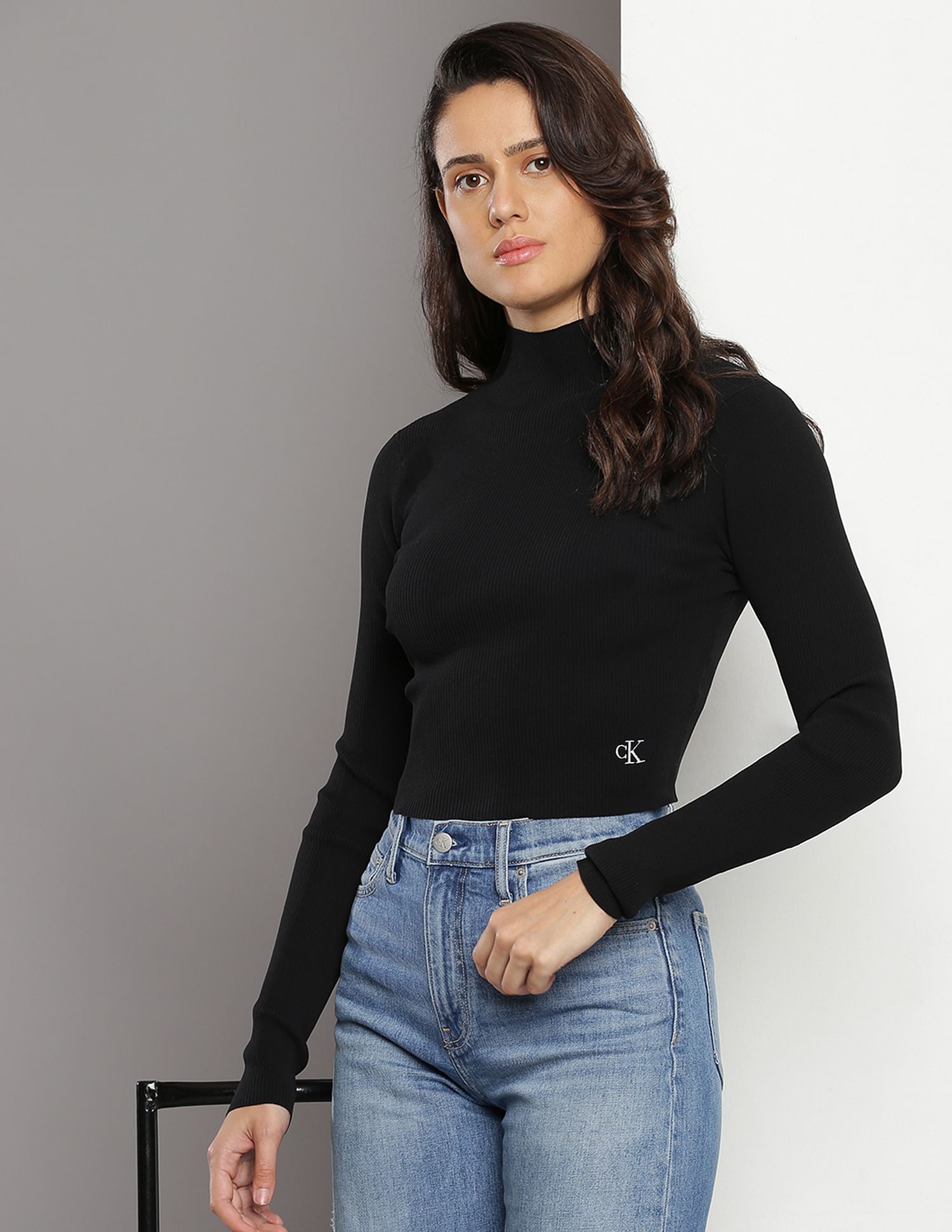 Buy Calvin Klein High Neck Long Sleeve Sweater NNNOW