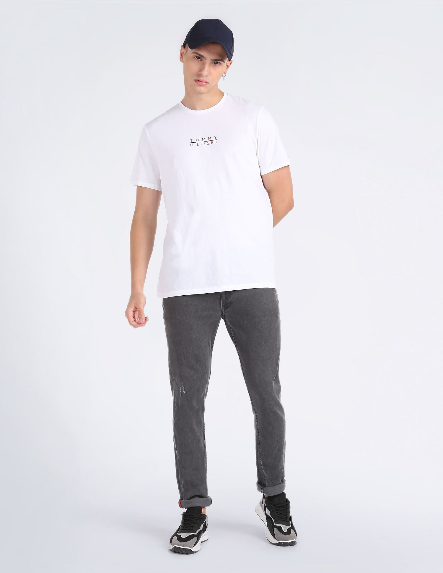 Tommy Hilfiger Crew Neck Cotton Square Logo T-Shirt