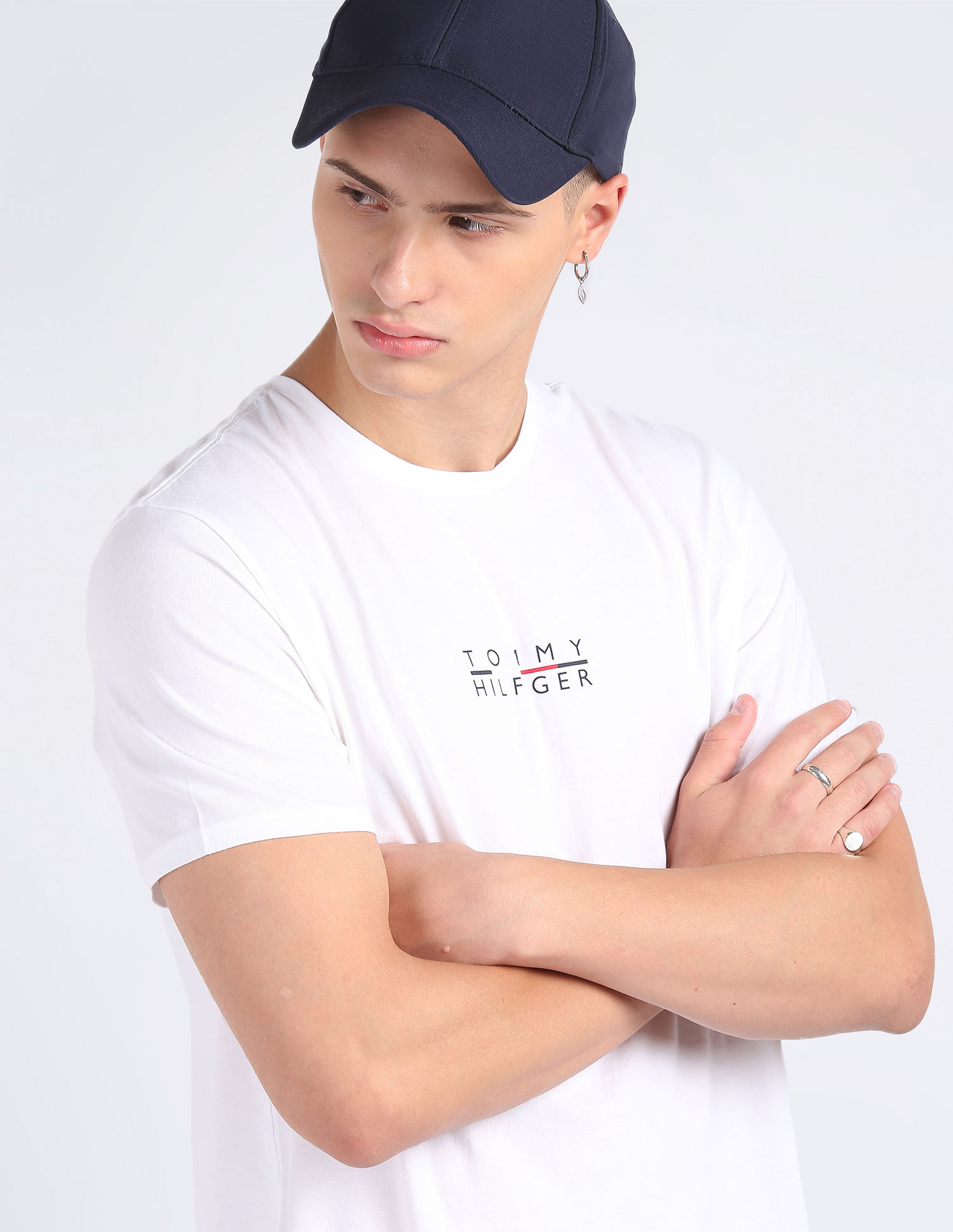 Tommy Hilfiger Crew Neck Cotton Square Logo T-Shirt