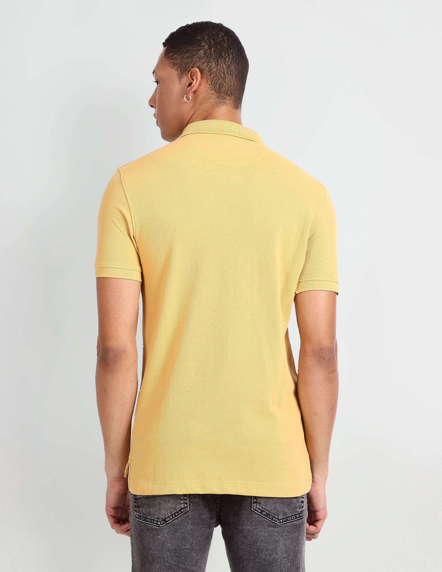 Flying Machine Solid Cotton Polo Shirt