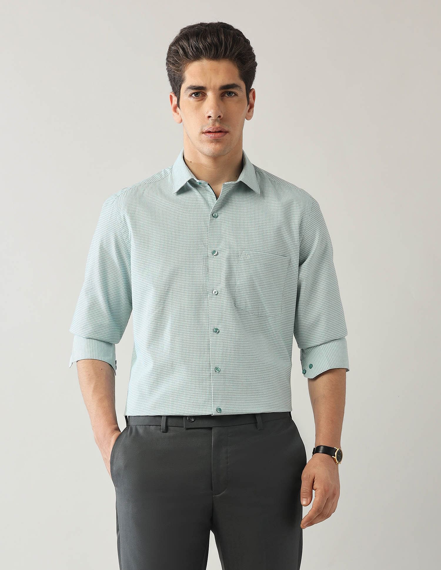 Arrow Pure Cotton Micro Checked Shirt