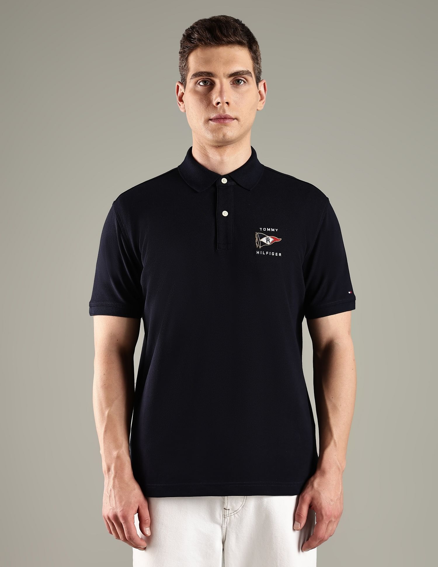Tommy Hilfiger Solid Regular Fit Cotton Polo T-Shirt