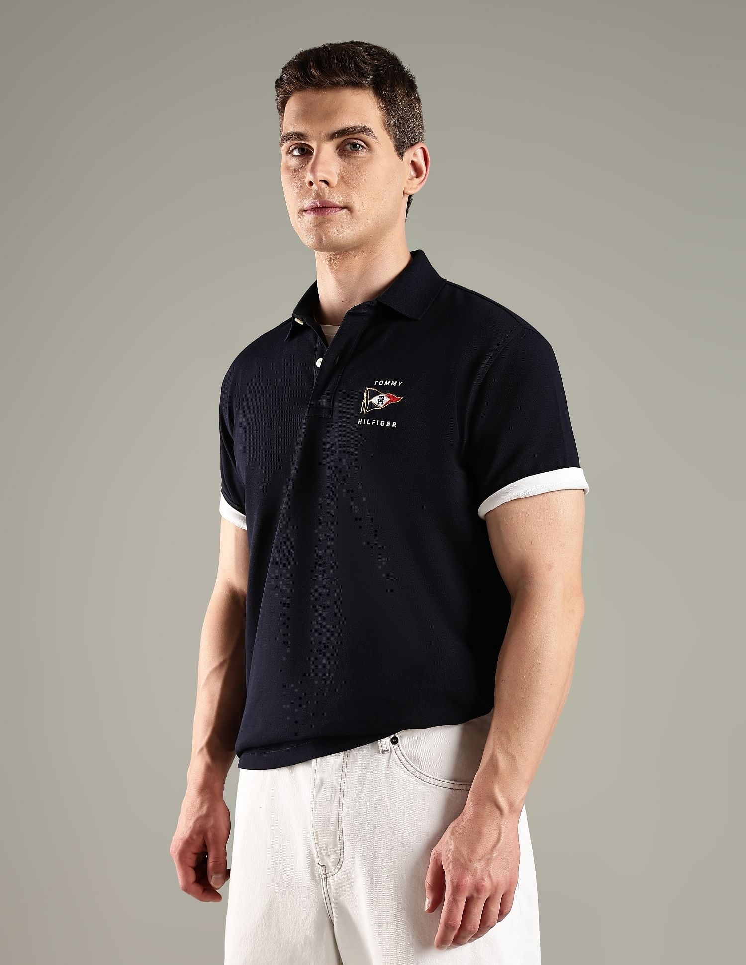 Tommy Hilfiger Solid Regular Fit Cotton Polo T-Shirt