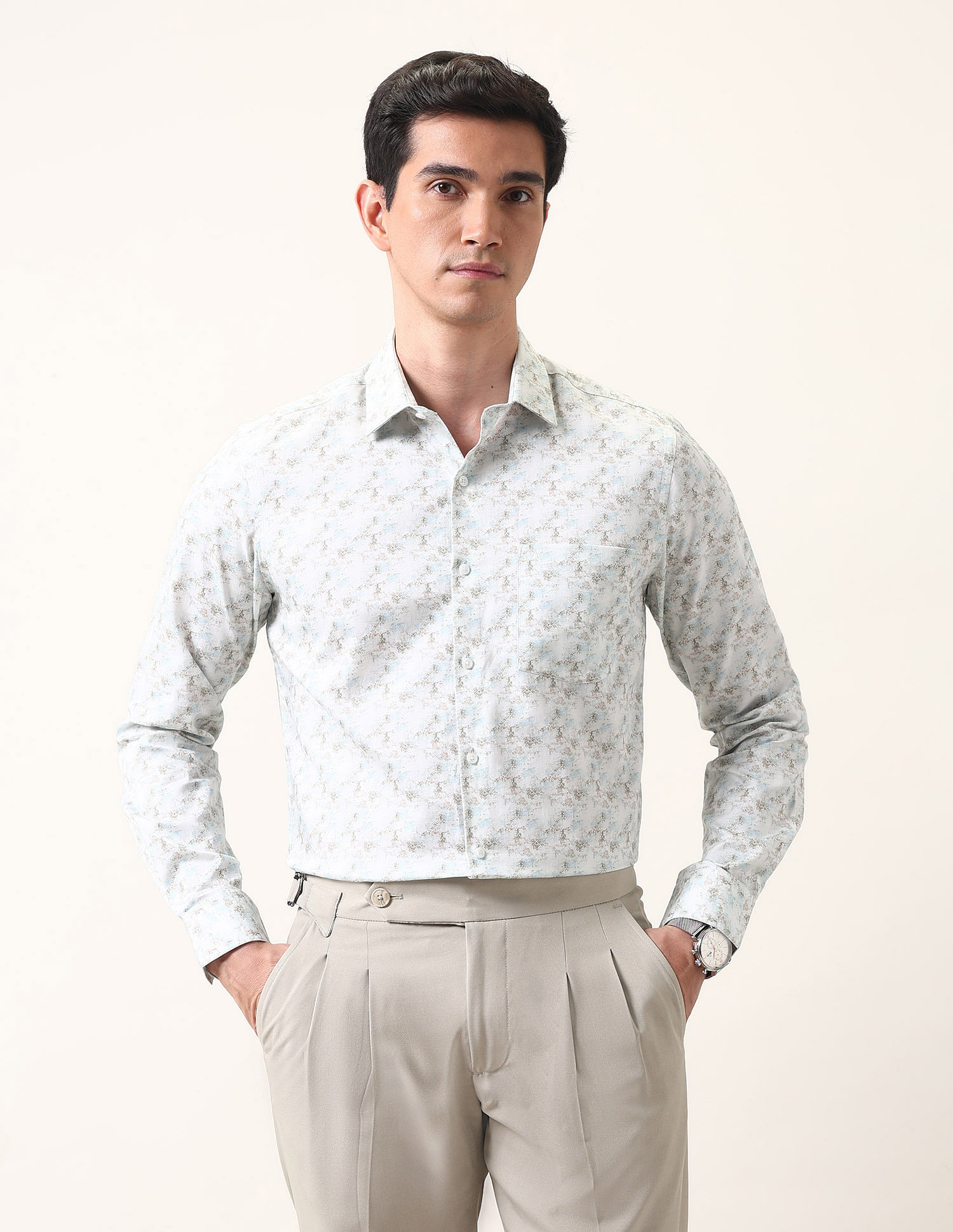 Arrow Liberty Classic Fit All Over Printed Ceremonial Shirt