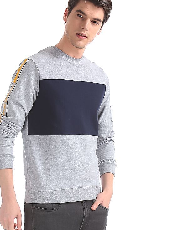 Man cut and sew panel sweatshirt Clearance