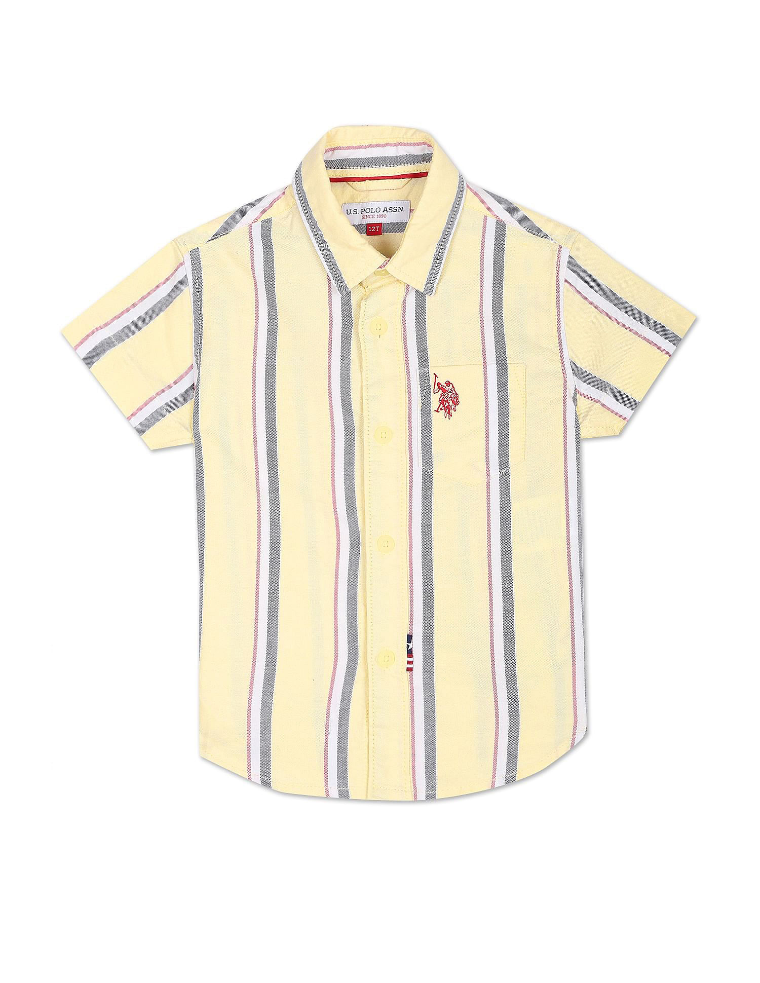 U.S. Polo Assn. Kids Boys Vertical Stripe Oxford Shirt