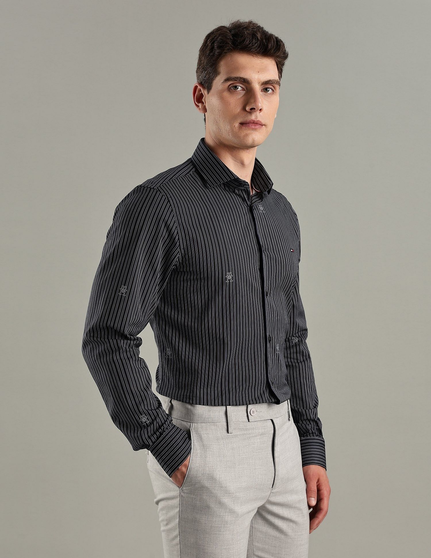 Tommy Hilfiger Striped Slim-Fit Cotton Shirt