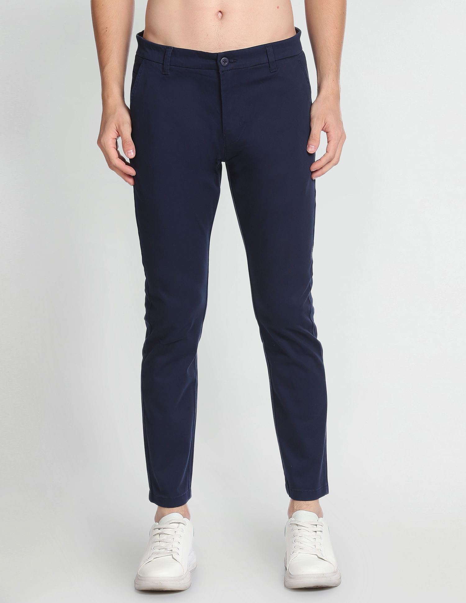 Flying Machine Slim Tapered Solid Trousers