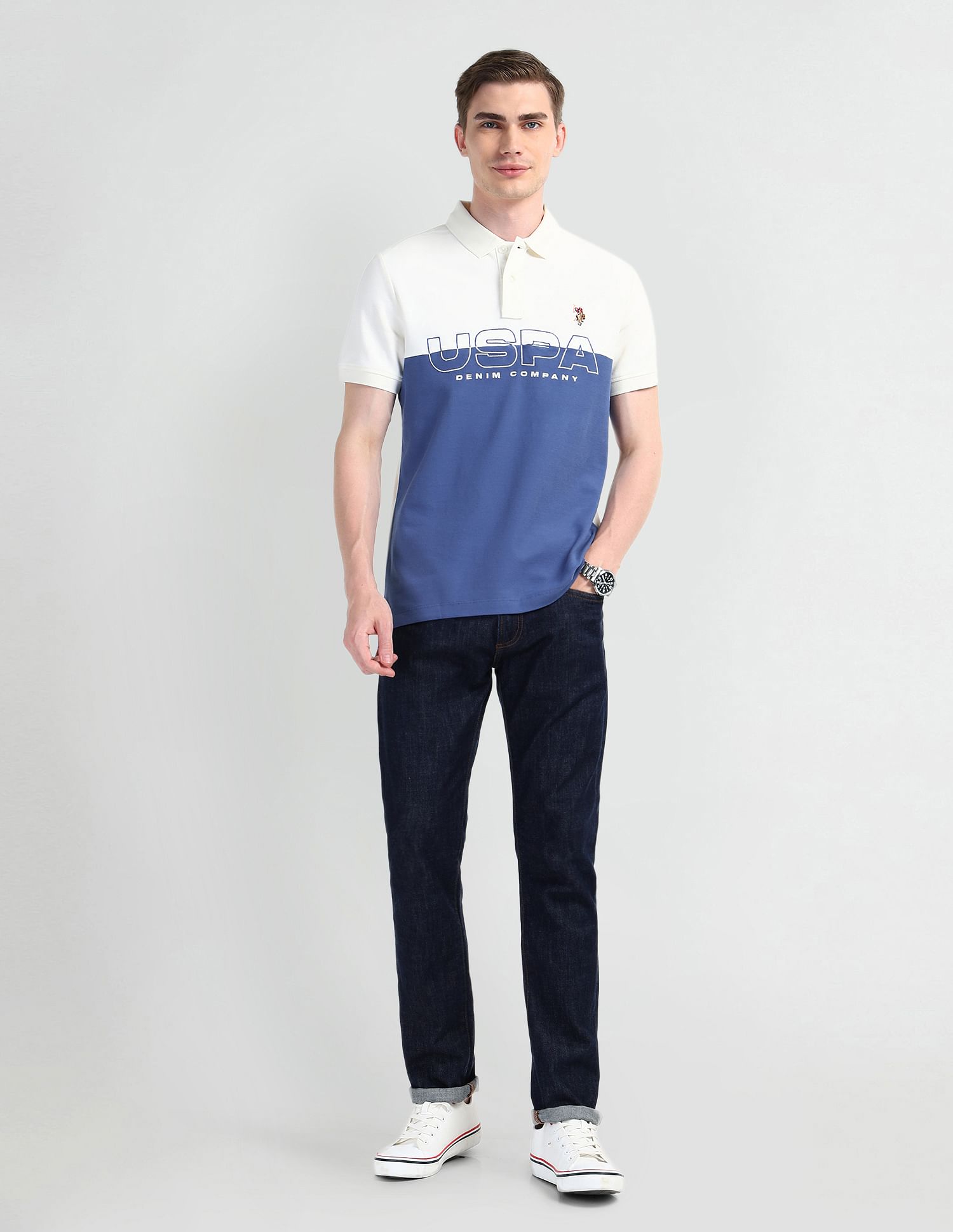 U.S. Polo Assn. Denim Co. Muscle Fit Colour Blocked Polo Shirt
