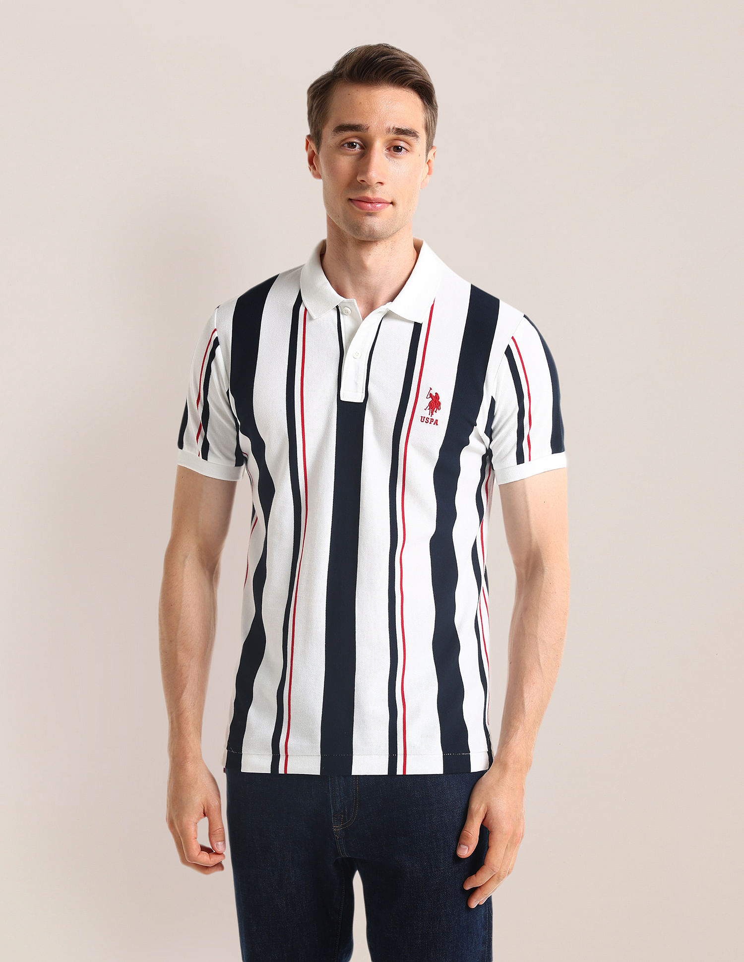 U.S. Polo Assn. Vertical Striped Slim Fit Polo Shirt