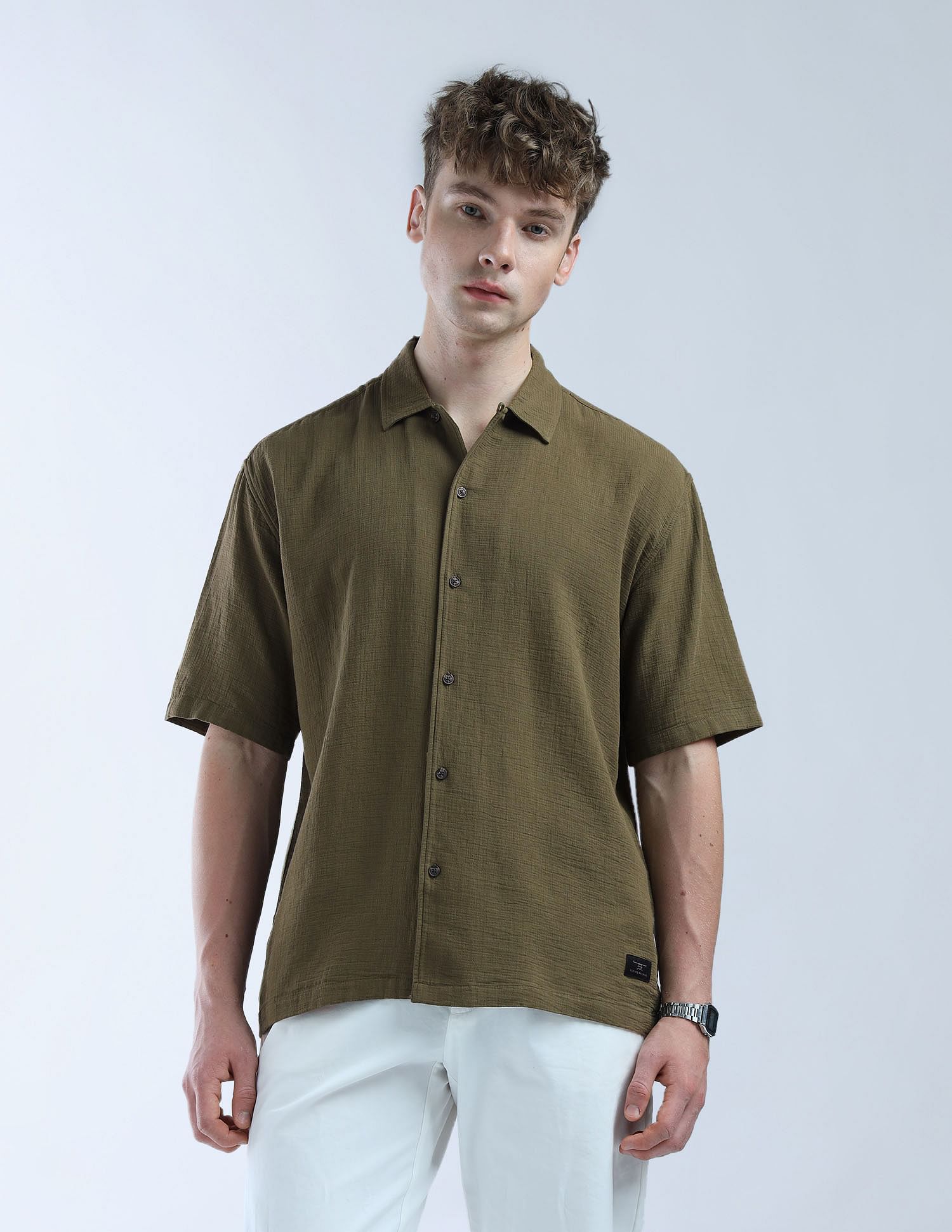 Flying Machine Oversized Fit Textured Color Of Home Shirt