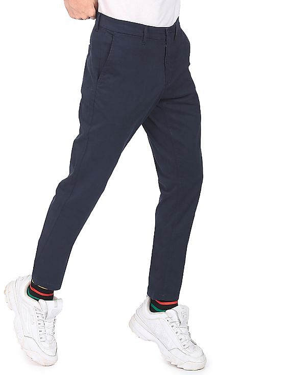 Buy Peter England Men Khaki Casual Trousers online