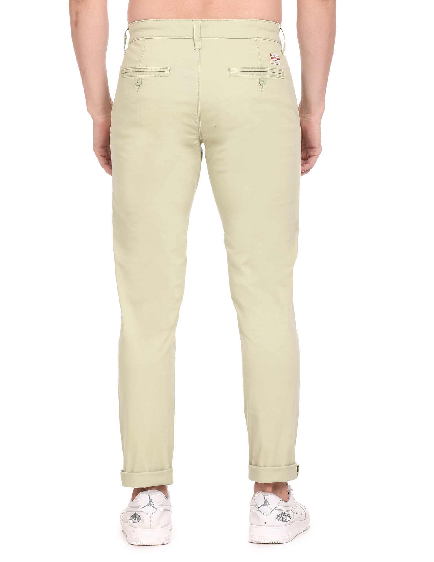 Buy Flying Machine Mid Rise Twill Solid Trousers 