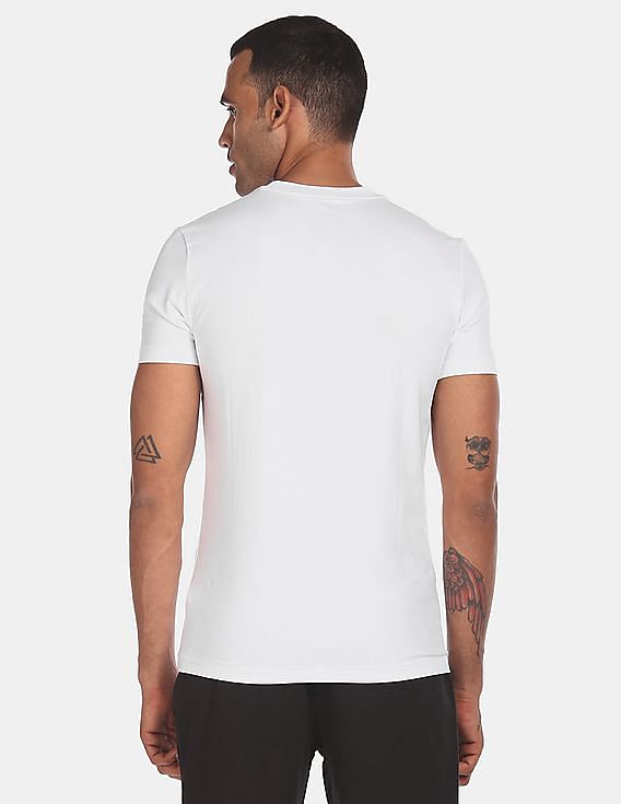 Calvin Klein Men White Slim Fit Punjab Monogram Print T-Shirt