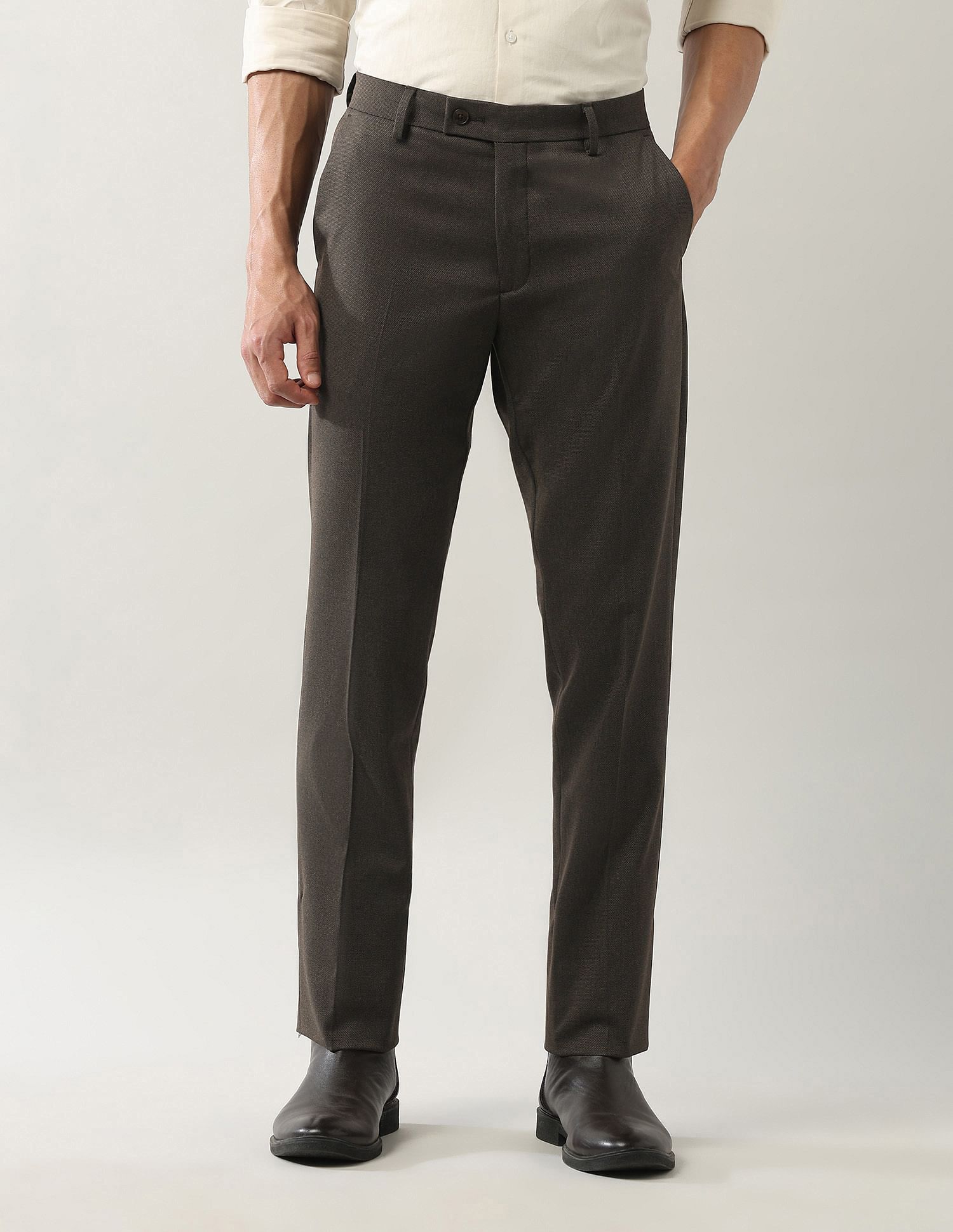 Arrow Mid Rise Smart Flex Dobby Trousers