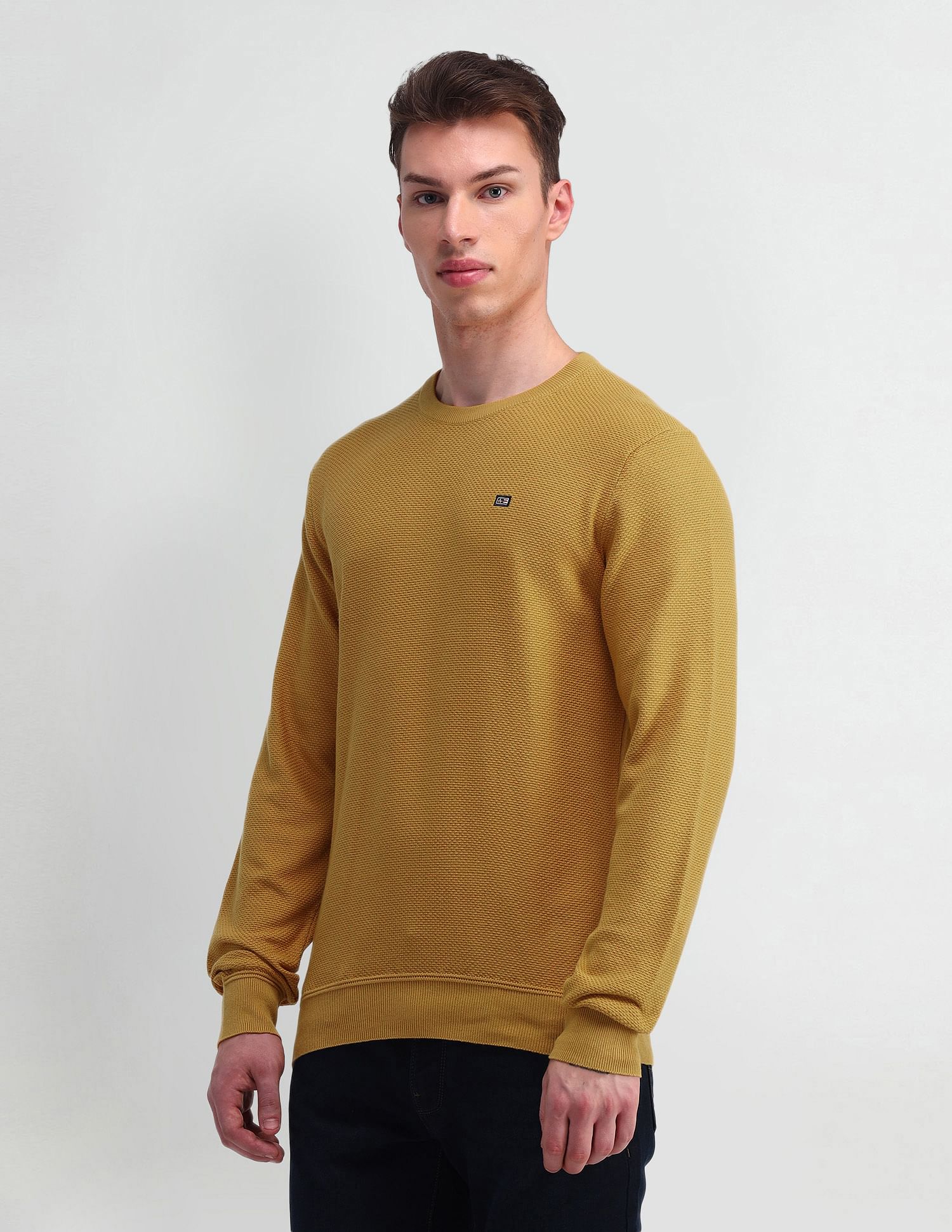 Arrow Sport Crew Neck Textured Sweater