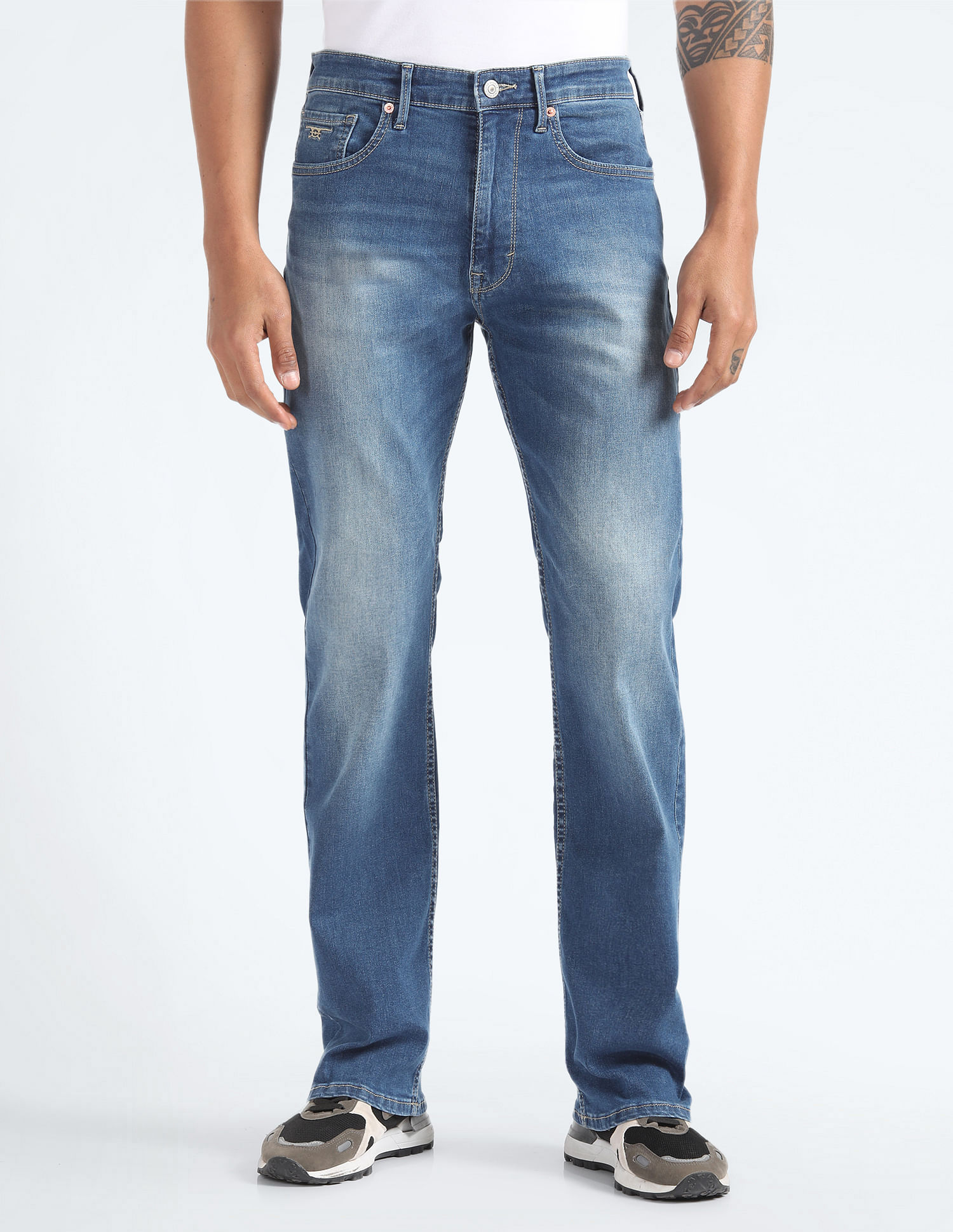 Flying Machine Bruce Relax Bootcut Fit Whiskered Jeans