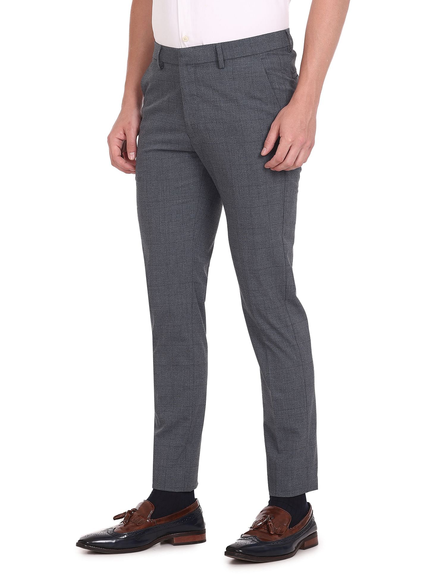 Buy ARROW Charcoal Mens Autoflex Waist Regular Fit Trousers | Shoppers Stop-demhanvico.com.vn