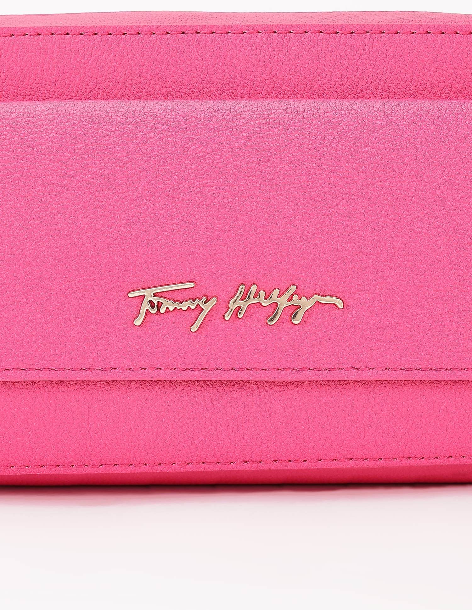 Tommy Hilfiger Solid Pink Pu Sling Bag