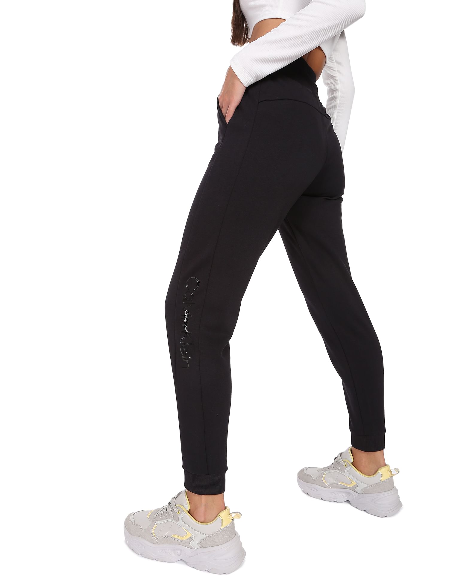 Buy Calvin Klein Women Black Mid Rise Drawstring Waist Joggers NNNOW