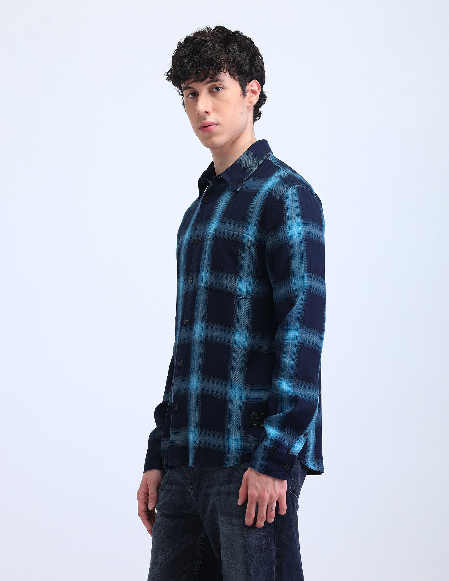 Flying Machine Grid Tattersall Checked Twill Shirt