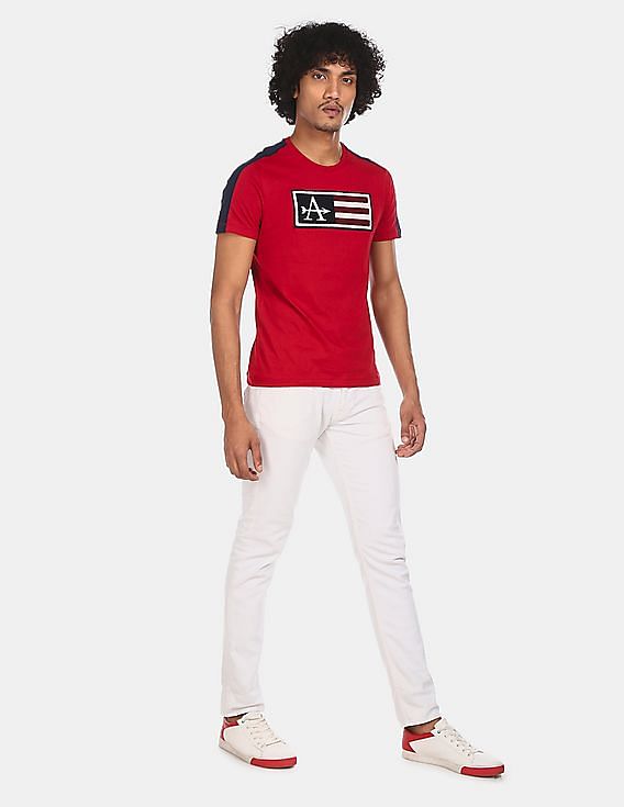 Arrow Sports Contrast Panel Logo Applique T-Shirt