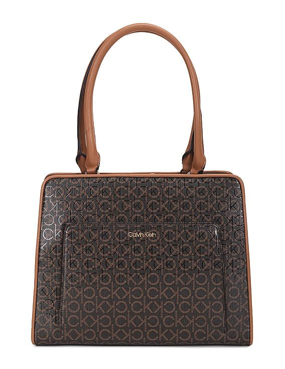 Buy Calvin Klein Women Brown Top Handle Monogram Shoulder Bag