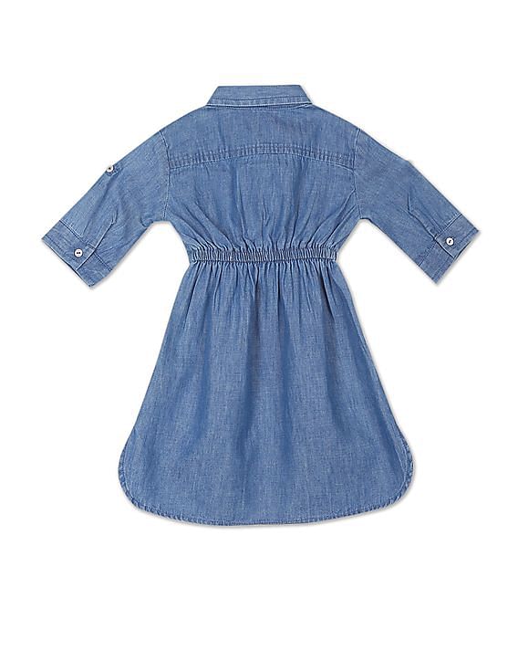 Buy CREATIVE KIDS Girls Navy Half Sleeve Denim Shirt Dress with Belt Online  In India At Discounted Prices