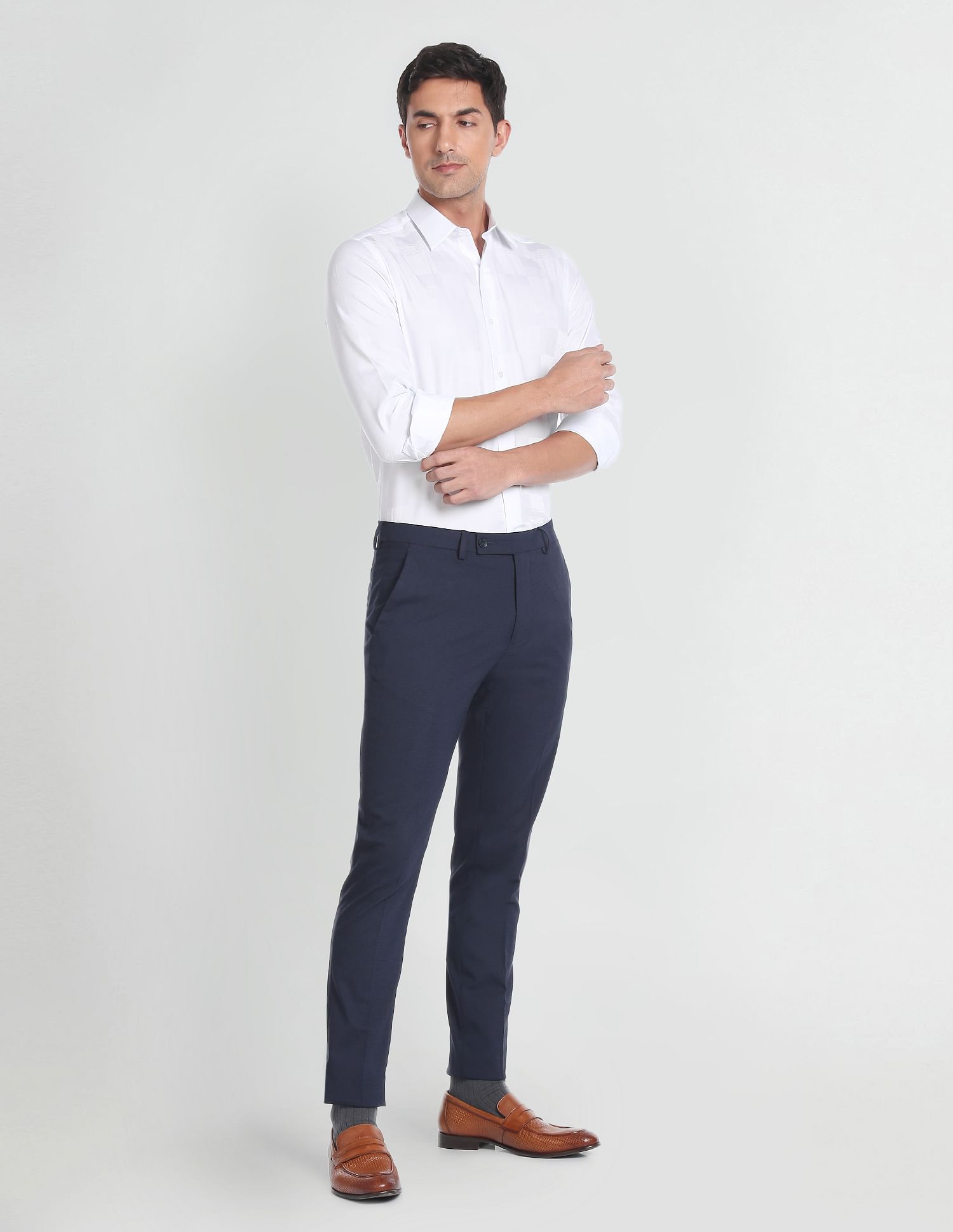 Arrow Newyork Self Design Satin Formal Shirt