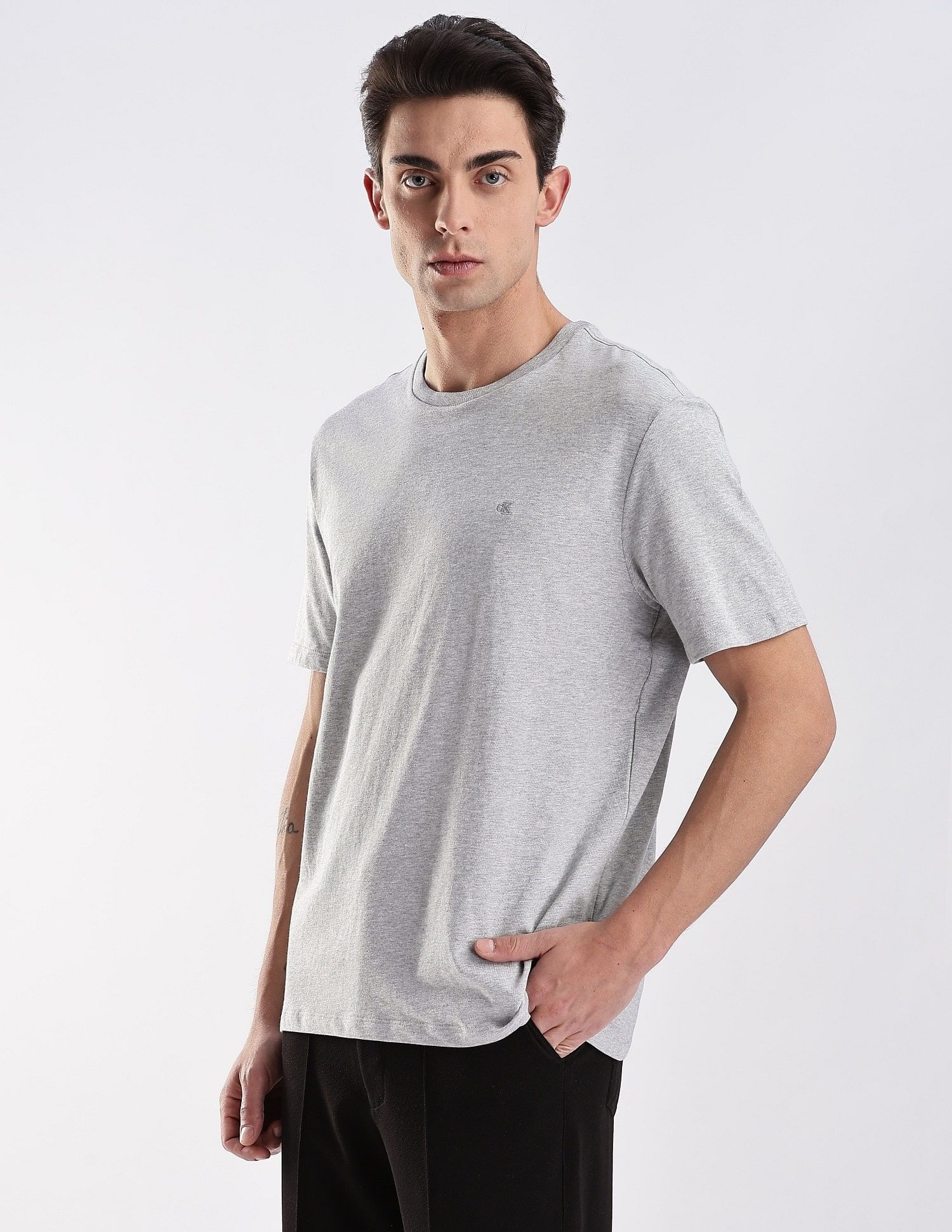 Calvin Klein Jeans Regular-Fit Heathered Cotton T-Shirt